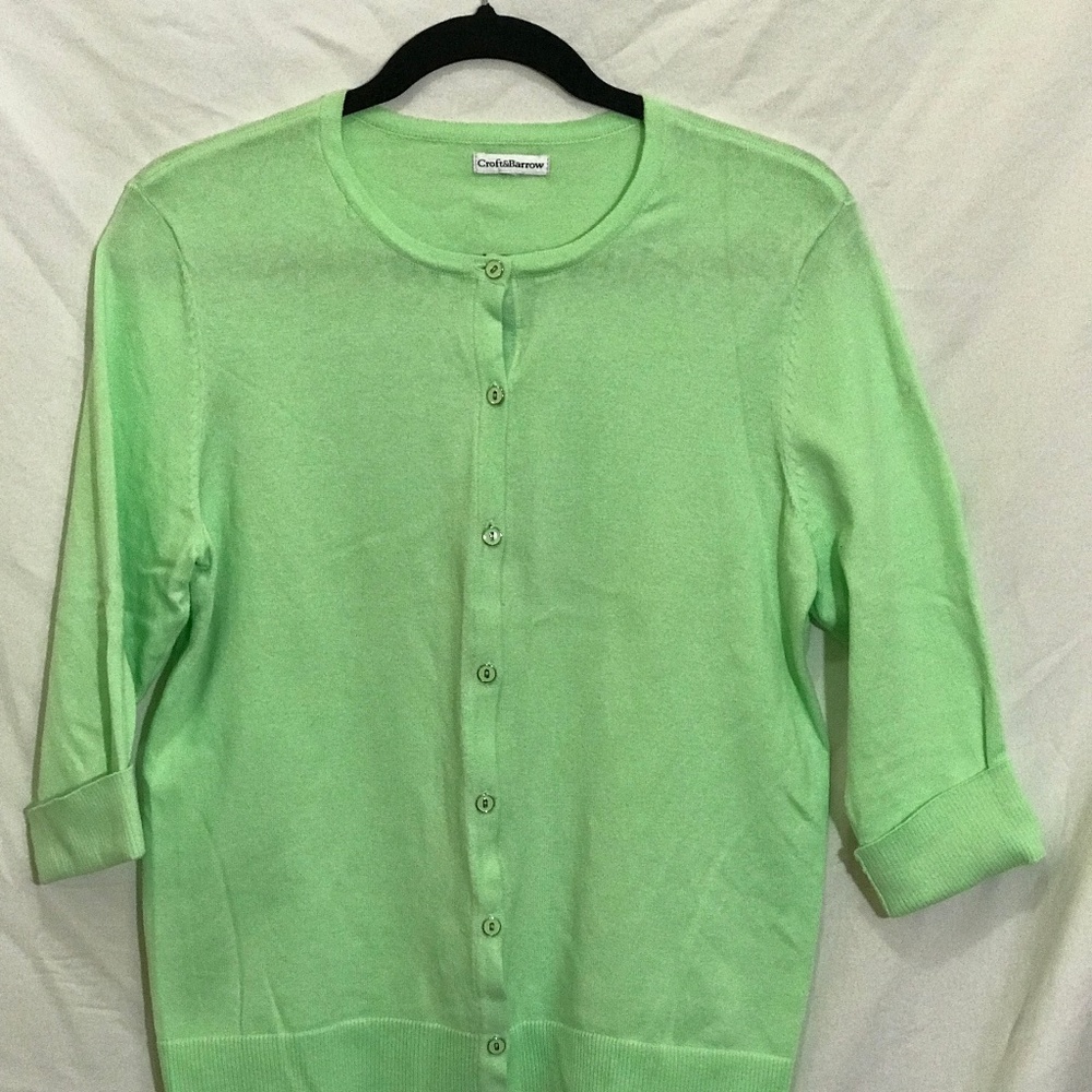 Croft & Barrow Lime Green Button Sweater Top
